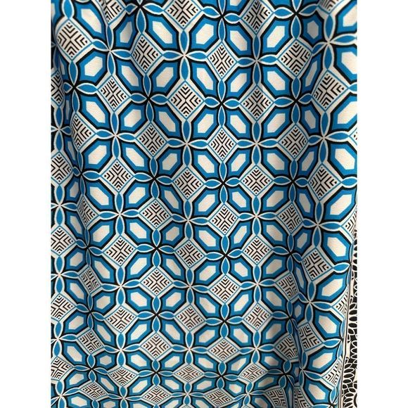 LOFT Blue/Black Ocean Mosaic Print Midi Tassell Dress Small‎ - Picture 8 of 10